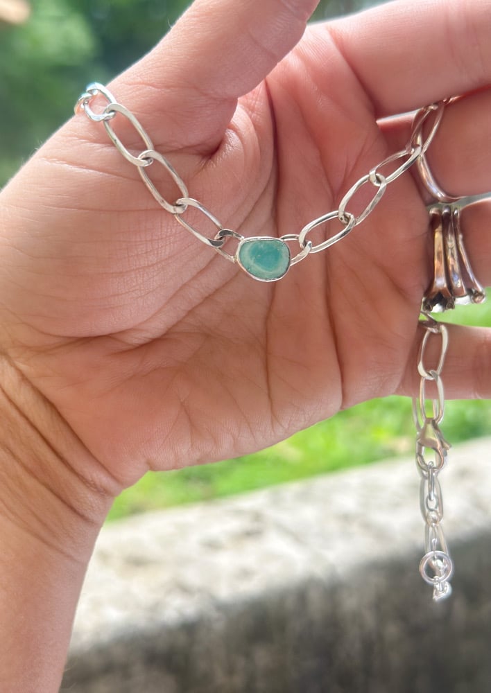 Turquoise Elongated Curb Chain Linked 