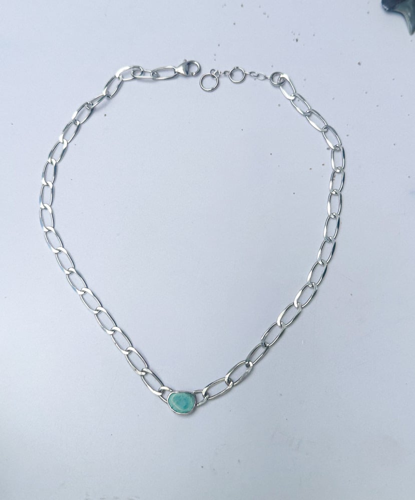 Turquoise Elongated Curb Chain Linked 