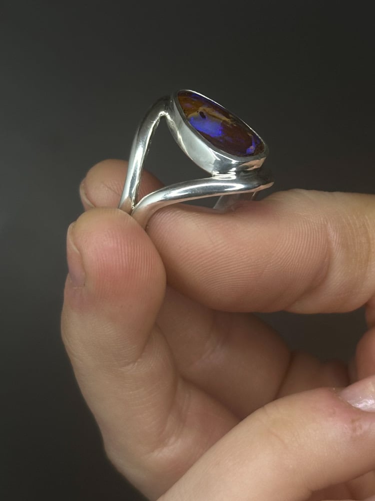 wood replacement boulder opal ring | size 12.5